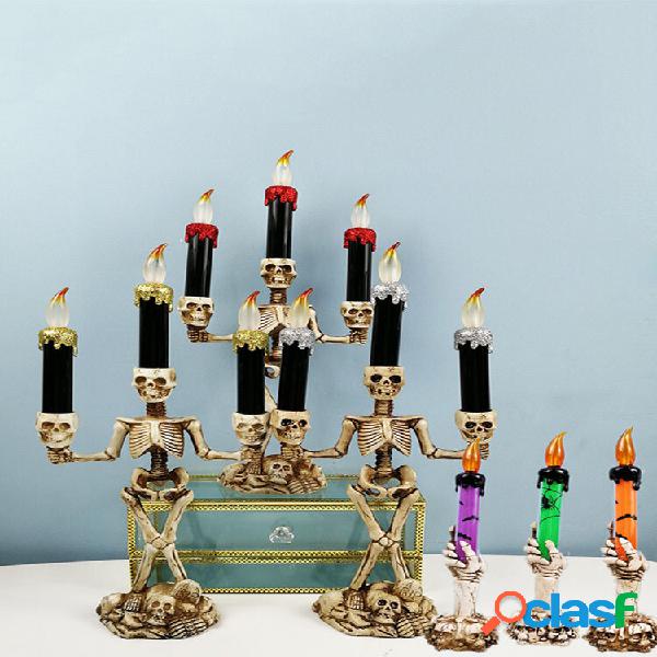1 PC LED Halloween Esqueleto Castiçal Fantasma Festival