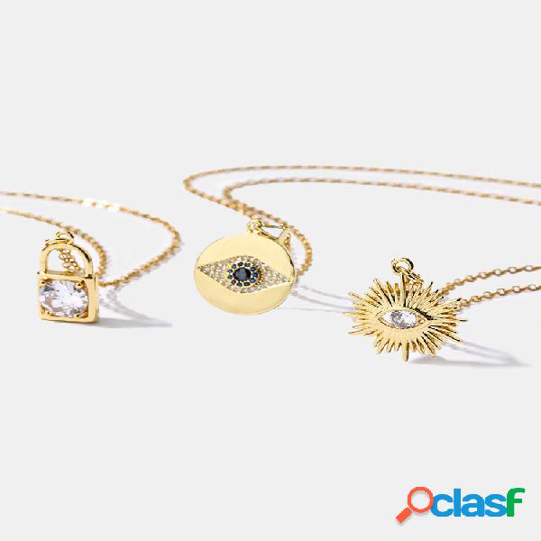 Elegante Trendy Dragonfly Coração Evil Eyes Lock Shape