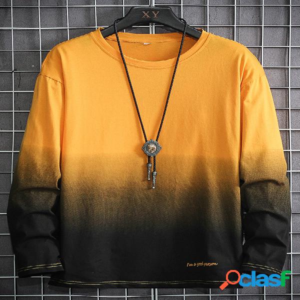 Camiseta masculina casual gradiente gravata Soft