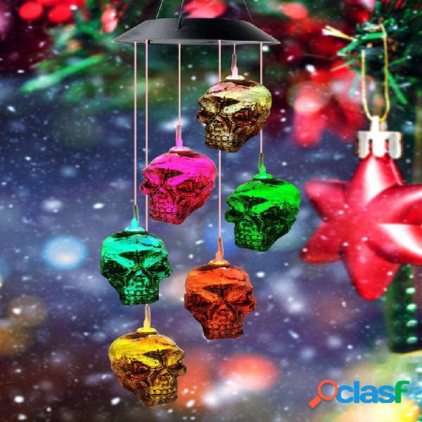 1 PC Solar Powered Skeleton Caveira Wind Chime Light