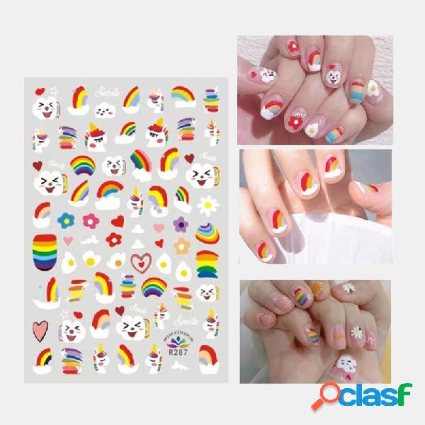 3D Colorful Unhas Adesivo Fruit Rainbow Series Simple Lovely