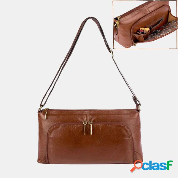 Bolsa feminina de ombro de couro multifunções