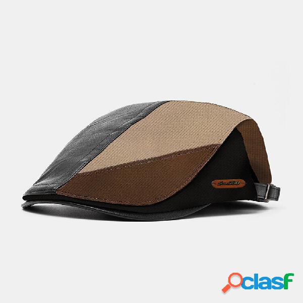 Collrown masculino PU malha patchwork irregular cor
