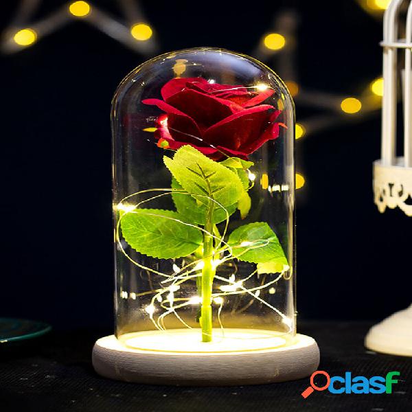Presente criativo de decoração de flor rosa com tampa de