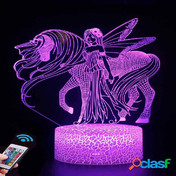 1 PC 3D Unicorn NightLight LED Lâmpadas de ilusão óptica