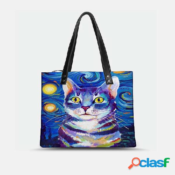 Adorável Psychedelic Cat Print Padrão Comfy Impermeável