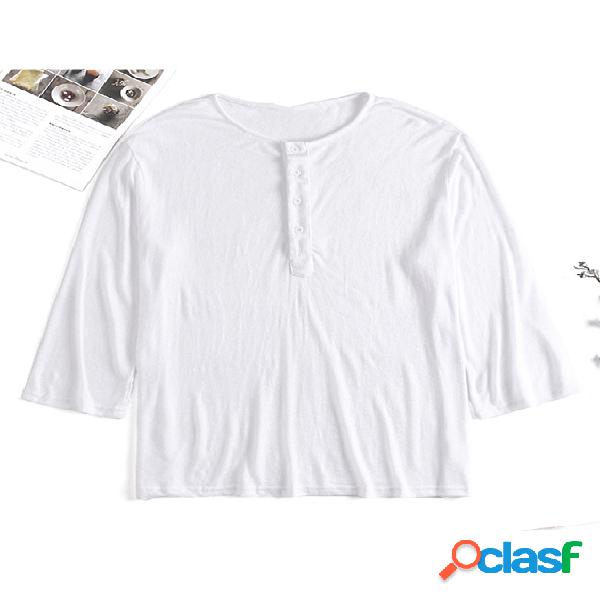 INCERUN Camiseta masculina fina casual de botão solto de