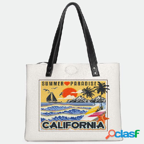 Natural Sunset Ocean Exquisite Print Padrão Bolsa de fecho