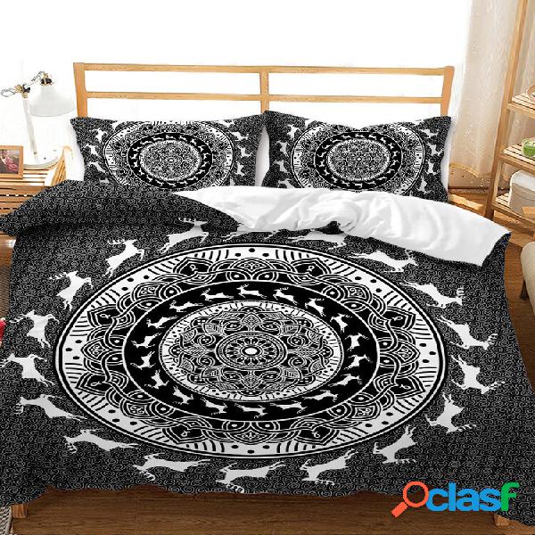 Conjunto de roupa de cama confortável com estampa de