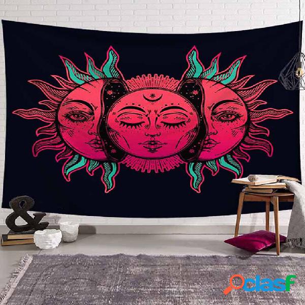 Tapeçaria de lua e sol para pendurar na parede tapeçaria