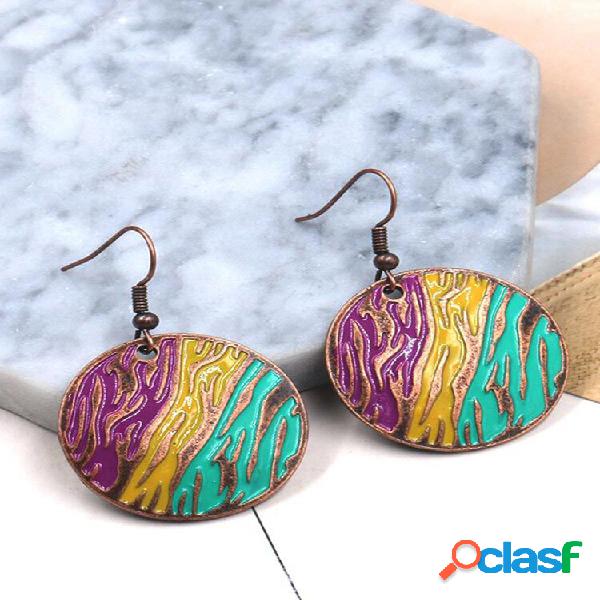 Bohemian Round Orelha Drop Colorful Geométrico Vintage