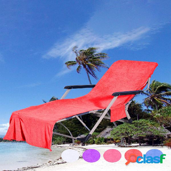 Espreguiçadeira Praia Toalha Capa com bolsos laterais de