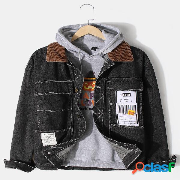 Jaquetas jeans elegantes para homens com estampa de