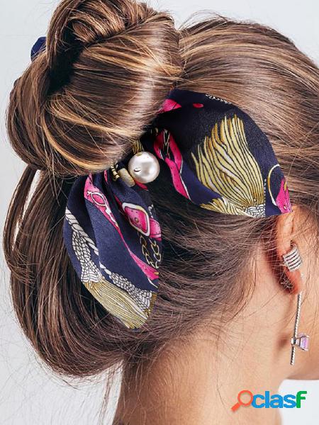 Bowknot Pearl Pingente Anel elástico Cabelo