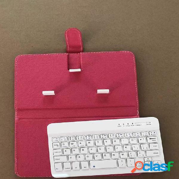 Teclado sem fio Bluetooth com couro Caso