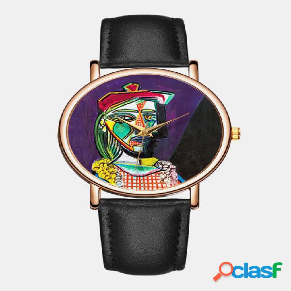 3 cores PU Alloy Men Vintage Watch Ponteiro Decorado Arte