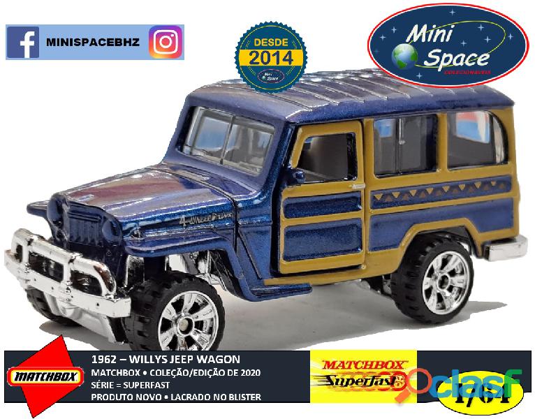 Matchbox 1962 Willys Jeep Wagon cor Azul 1/64