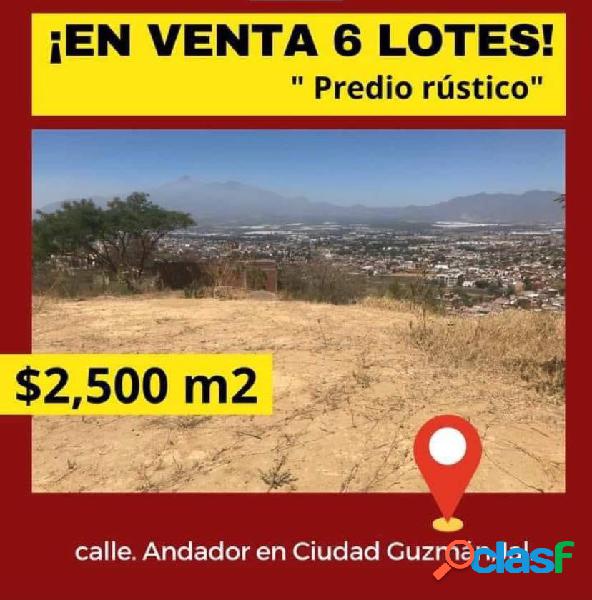 6 TERRENOS RUSTICOS MX$2,500.00 X M2 EN VENTA EN CIUDAD