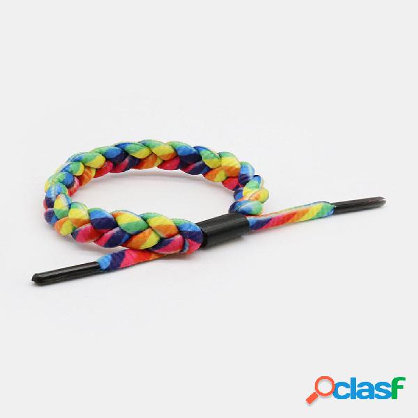 Trendy Simple Colorful pulseira de cordão de liga trançada