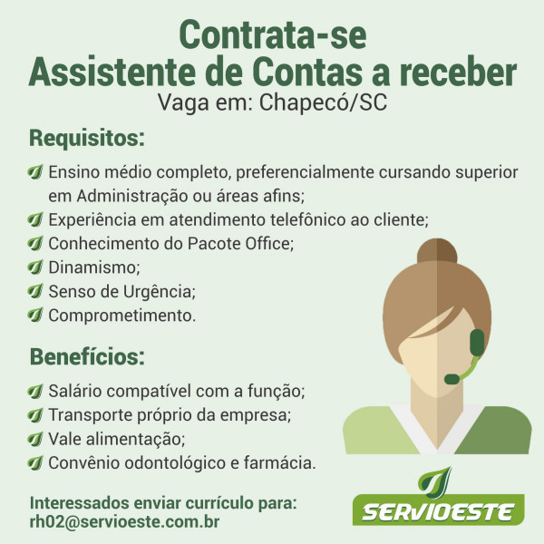 Assistente de Contas a receber / Cobrança