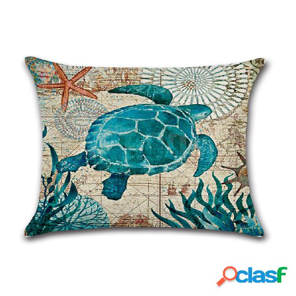 1 PC Sea Turtle Seahorse Baleia Polvo Capa de Almofada Capa