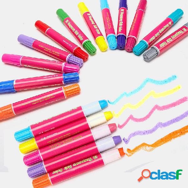 12 cores temporárias Cabelo Dye Crayon Set Party Cosplay