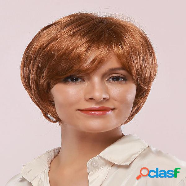 10 "Cítrico Marrom Humano Cabelo Perucas Textura Natural