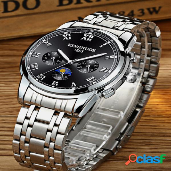 7 Colors Stainless Steel Men Business Watch Decorated