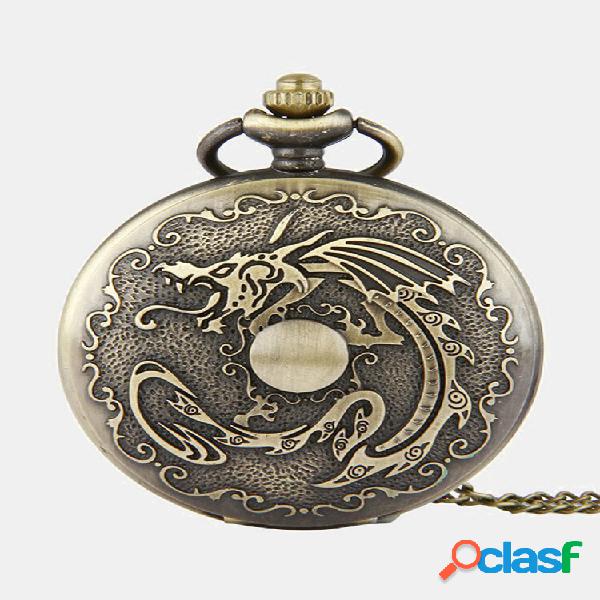 Bronze vintage Classic Dragão Padrão Corrente Quartz