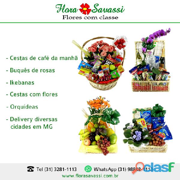 Nova Lima MG flores, orquídeas, arranjos e cesta de café