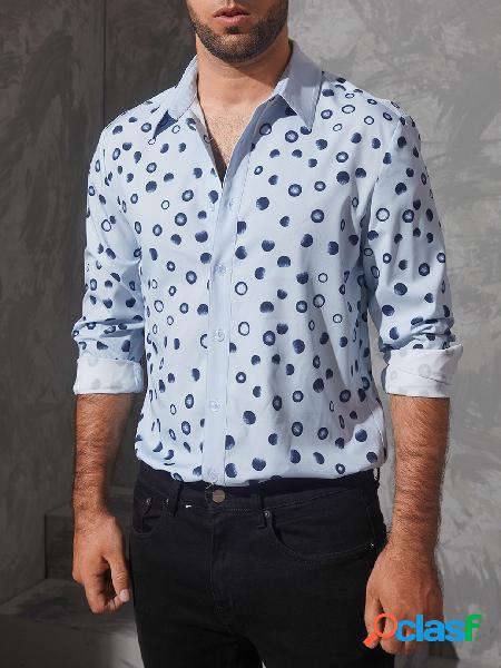 Homem Outono Casual Estampado Polka Dot Camisa