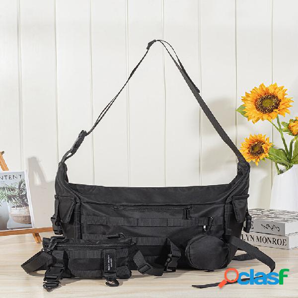 Preppy Nylon Comfy Waterproof Multi-Pockets Zíper Suave Com