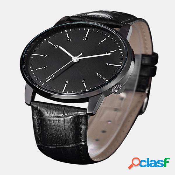 2 cores PU Alloy Men Vintage Watch Decorado Pointer Quartz