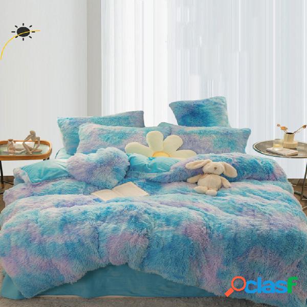 3/4 Pcs Tie-dye Colorful Engrossar Leite Quente Fleece