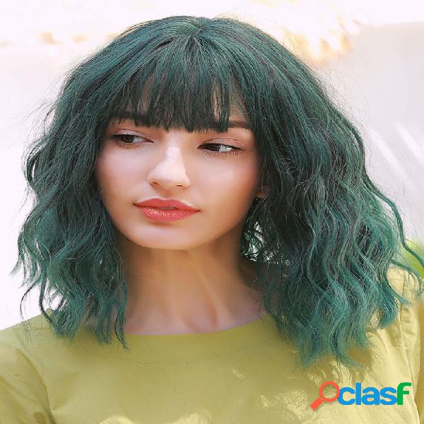 14 "verde gradiente médio longo encaracolado Cabelo franjas