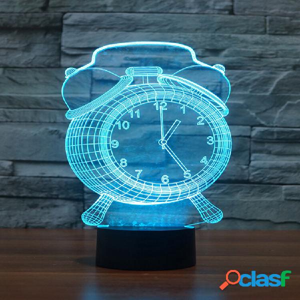 Despertador Lâmpada 3D Visual LED Noite Luz USB Carregando