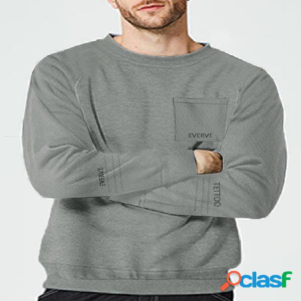 Moletom de gola redonda masculina casual moda outono