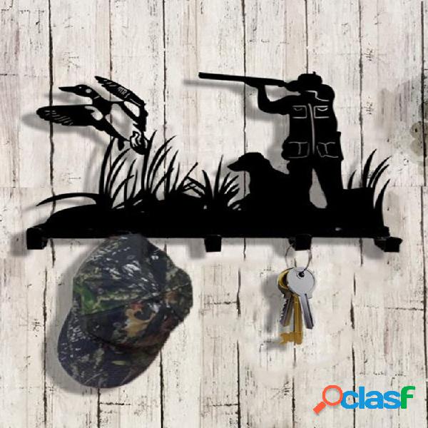 Porta-chaves de 1 PC em ferro forjado Hunter Gun Montagem na