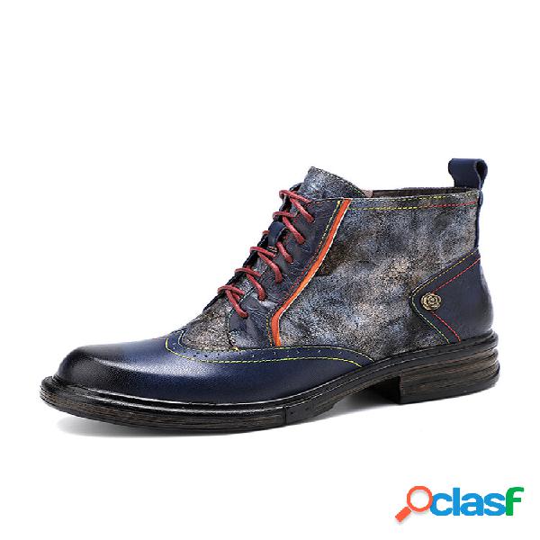 Socofy Casual Metal Texture Couro Soft Confortável Lateral