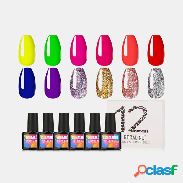 12Pcs Unhas Kit de Gel Polonês Unhas Art UV Cor sólida da