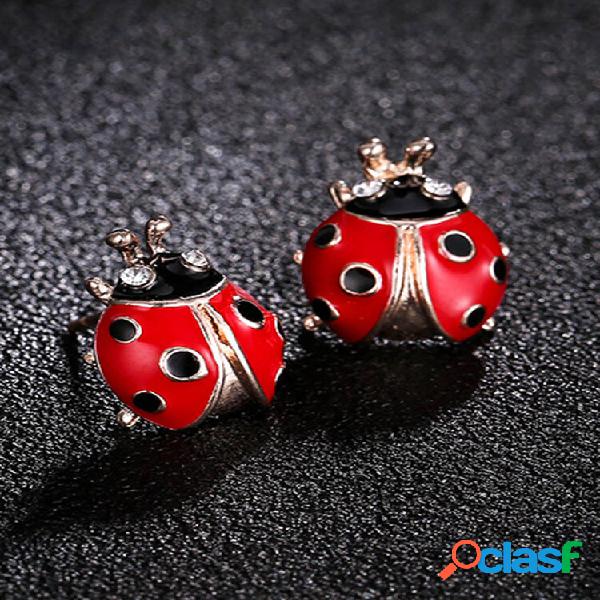 Vintage Cute Alloy Seven Star Ladybug Fun Stud Student