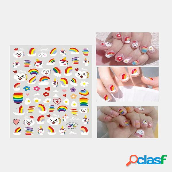3D Colorful Unhas Adesivo Fruit Rainbow Series Simple Lovely