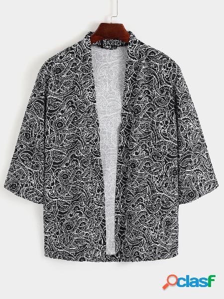 Casaco masculino casual retrô solto hanfu Cardigan com