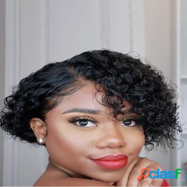 Mecanismo Feminino Curto Curly Cabelo Franja Resistente ao