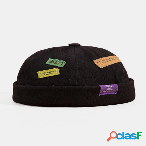 Unissex Cotton Letter Padrão Colorful Patch Bordado Beanie
