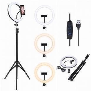 KIT RING LIGHT LED 26CM 10 POLEGADAS COM TRIPE 1,65 METROS E