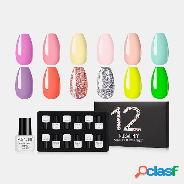 12PCS Unhas Kit de gel polonês fototerapia colorida UV Gel