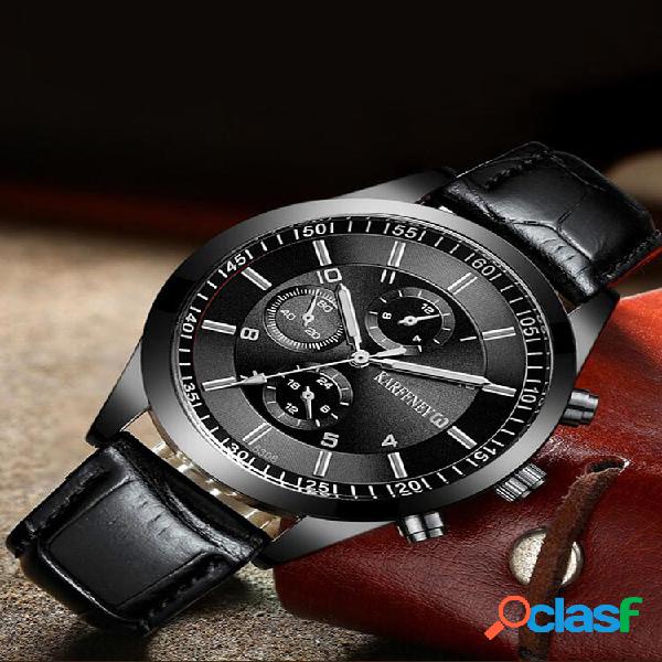 4 Cores PU Titanium Alloy Men Vintage Watch Decorado Pointer