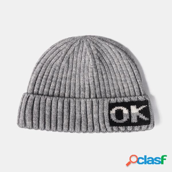 Gorro de calor exterior unissex malha malha cor sólida