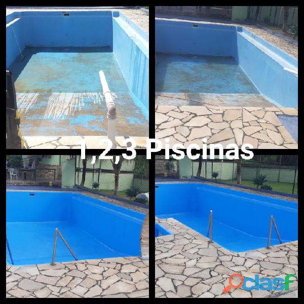 Reforma e pintura de piscinas revestimento em fibra de vidro